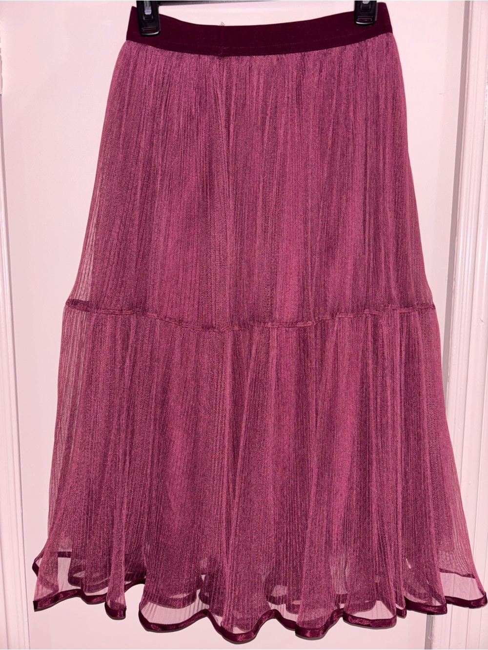 Chicwish Fine-Stripe Mesh Tulle Midi Skirt